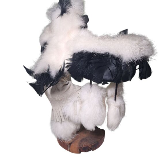 Kachina Doll Eagle Julie Loley 402706 Fur Wood Navajo Dineh Turquoise 12 Inch - Picture 3 of 16